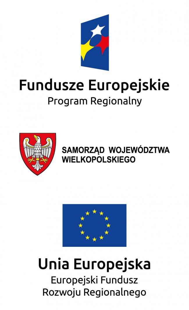 zestawienie logotypów: Fundusze Europejskie Program Regionalny, Samorząd Województwa Wielkopolskiego, Unia Europejska Europejski Fundusz Rozwoju Regionalnego